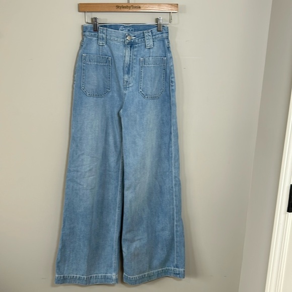 Etica Jean Devon Wide Leg High Rise Mountain Air Light Wash Sz 24 - Picture 3 of 13